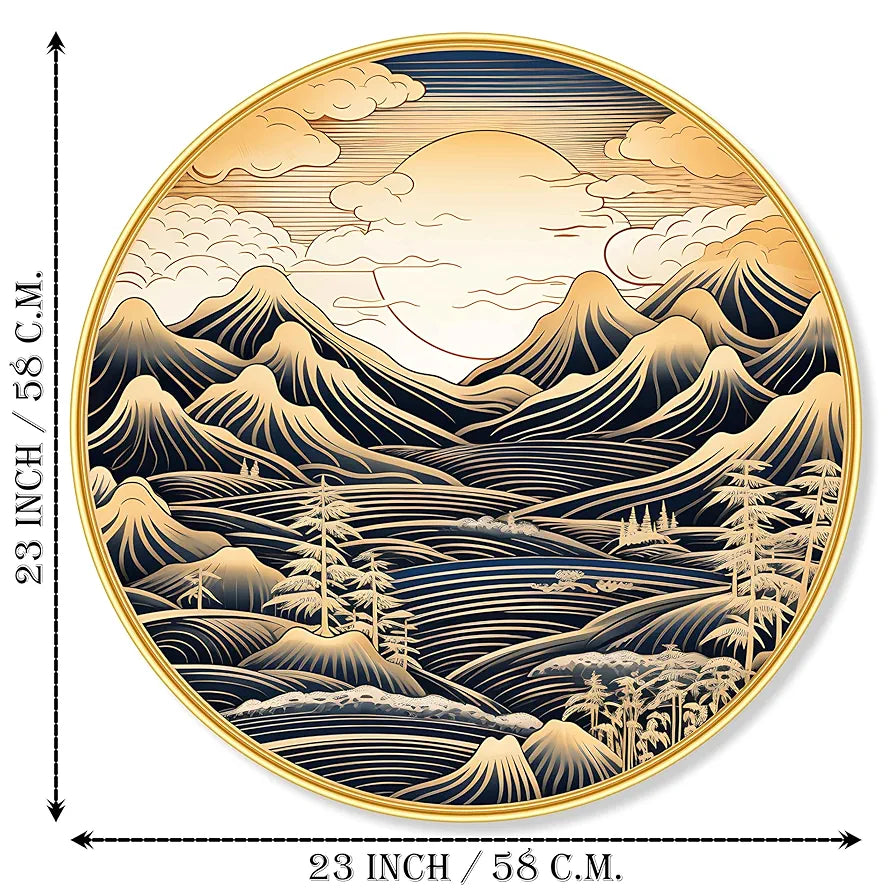 Livin'luxe Paintings Nature Scenery Abstract Modern Art Premium Sparkle Lamination Golden GR-22