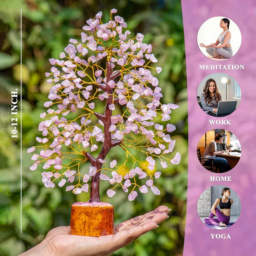 Bezavo Rose Quartz Crystal Tree Copper Wire