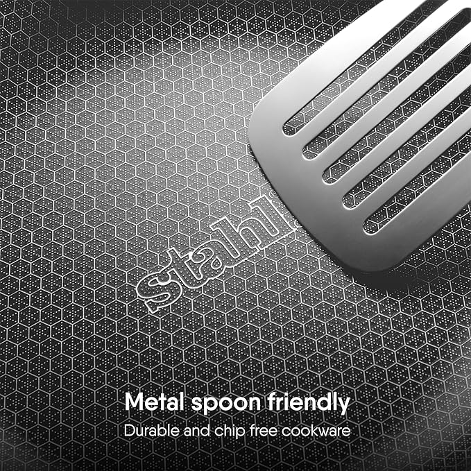 Stahl Artisan Hybrid Triply Non Stick Kadai With Lid, Stainless Steel Kadai for Cooking | Induction & Gas Stove Compatible | 2.4 L | 24 Cm