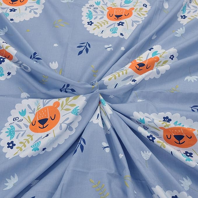 Huesland by Ahmedabad Cotton 186 TC Kids Bedsheet King Size Cotton with 2 Pillow Covers | Powder Blue & White