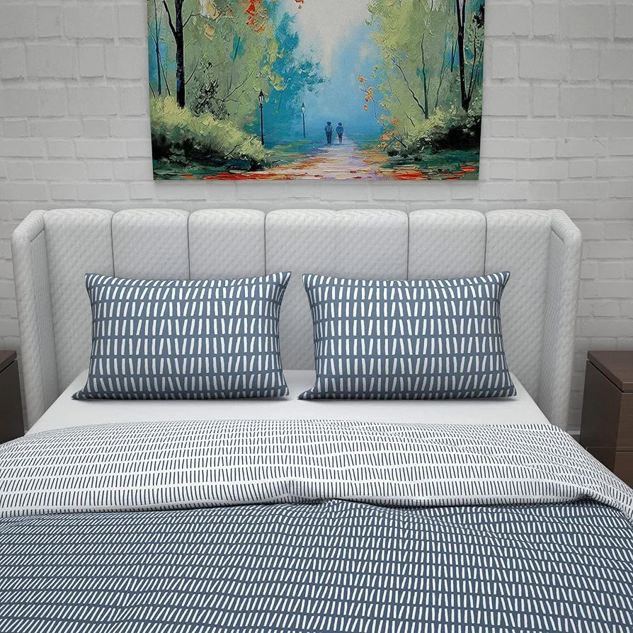 Divine Casa Micro Polyester Reversible Double Bed Queen Size Floral Printed Duvet Cover Colour Blue and White1