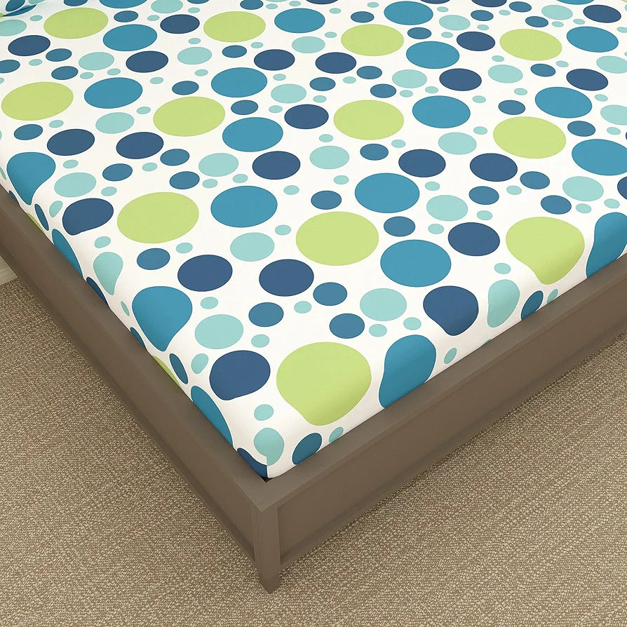 Divine Casa 100% Cotton 144 TC Bedsheet for Double Bed King Size Bedsheet with 2 Pillow Covers Colour Blue Lagoon