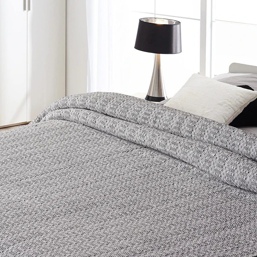 Sashaa World Cotton Striped Super Soft & Breathable Throw Blanket Colour Black