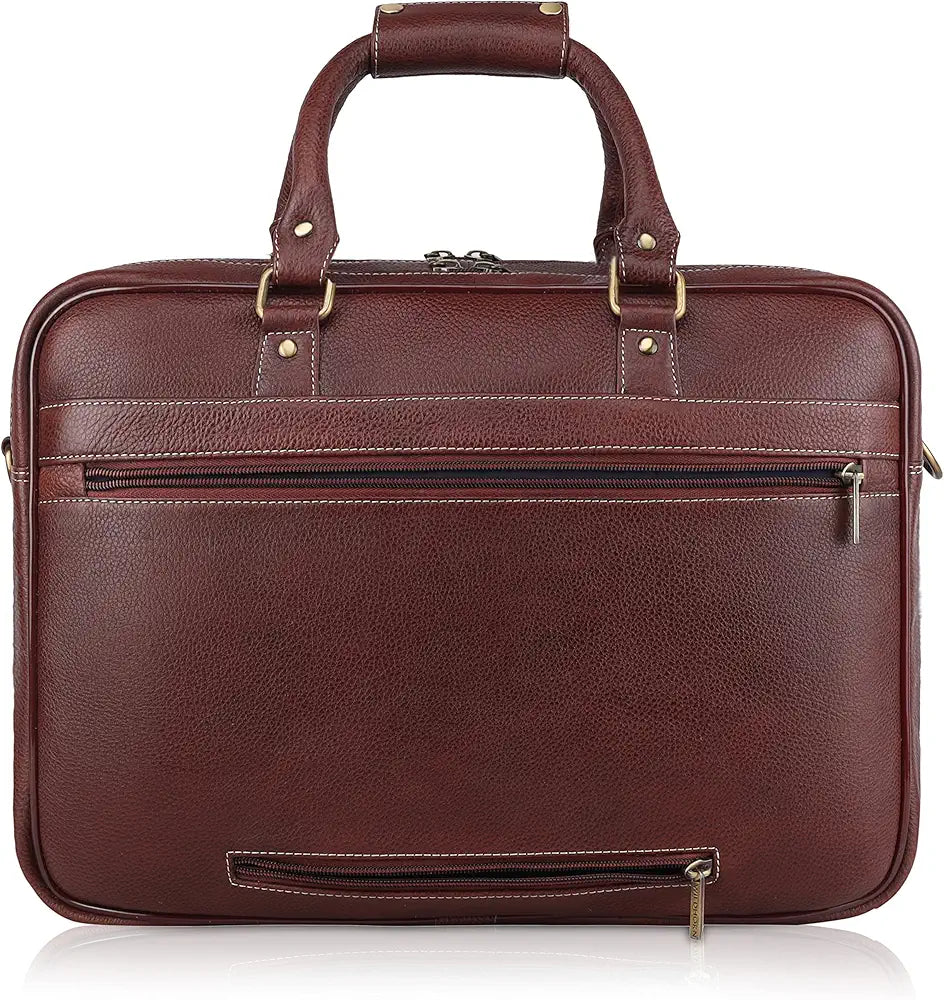 WildHorn Leather 15.6 inch Laptop Messenger Bag for Men I Multi- Pockets I Extra Storage I Carry Handles I Adjustable Strap