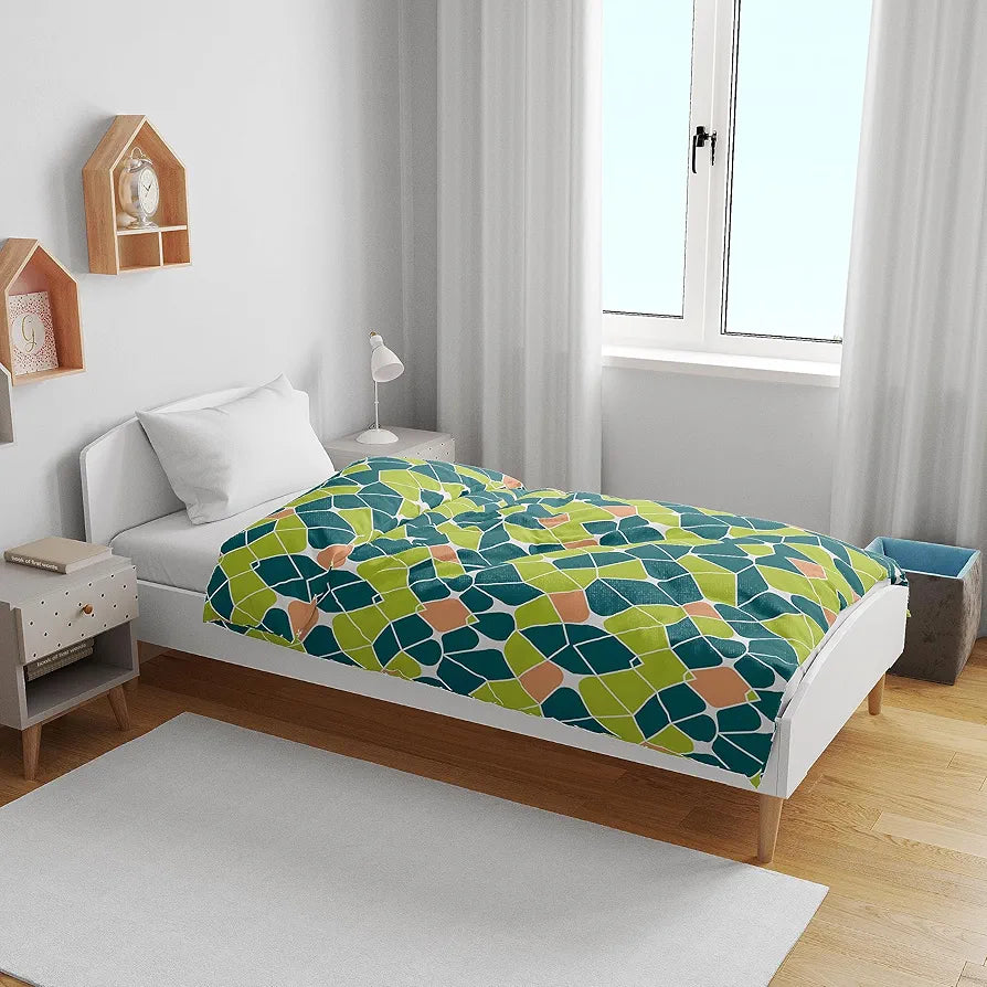 Divine Casa 120 GSM Microfiber Single Kids Dohar Soft & Lightweight Throw Blanket Abstract Pattern Colour Acid Lime