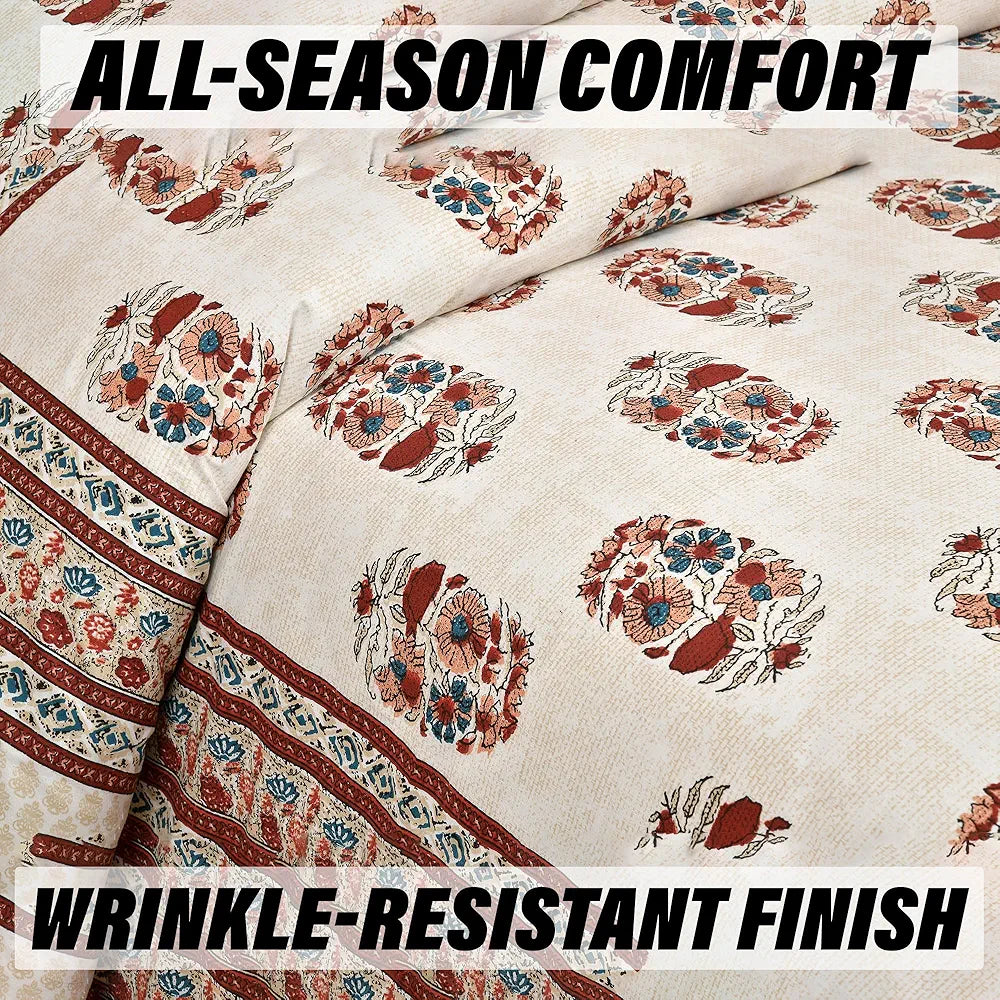 Kuber Industries Double Bedsheet with 2 Pillow Covers 160 TC Premium Cotton Cream Colour