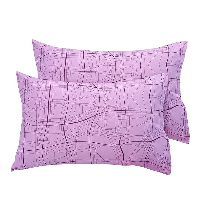 Huesland by Ahmedabad Cotton 144 TC Cotton Bedsheet for Double Bed King Size with 2 Pillow Covers | Orchid Bouquet & Purple