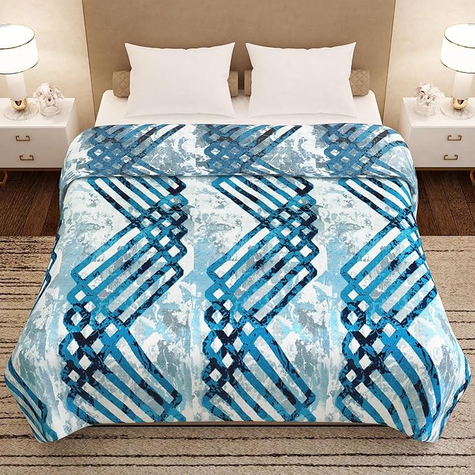 Story@Home Polyester All-Season AC Double Size Finley Blanket Abstract, Slate Grey Colour