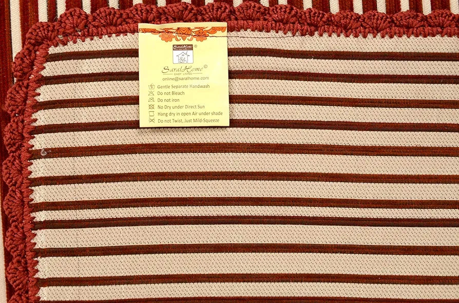 Saral Home Easy Living Polyester & Polyester Blend Striped Soft Decorative Viscose Chenille Throw Sofa Covers Red & Red