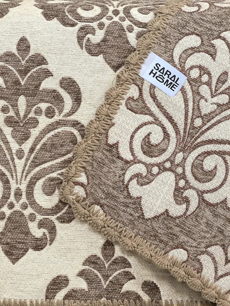 Saral Home Soft Synthetic Chenille Reversible Decorative Sofa Covers Colour Lt. Brown