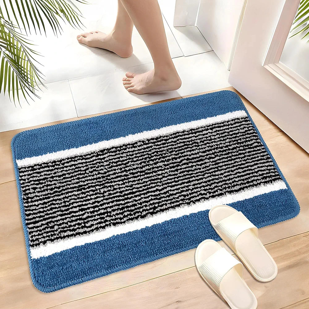 Kuber Industries Anti-Skid Water-Absorbent Door Mats for Home Micro Wings Lining Sky Blue