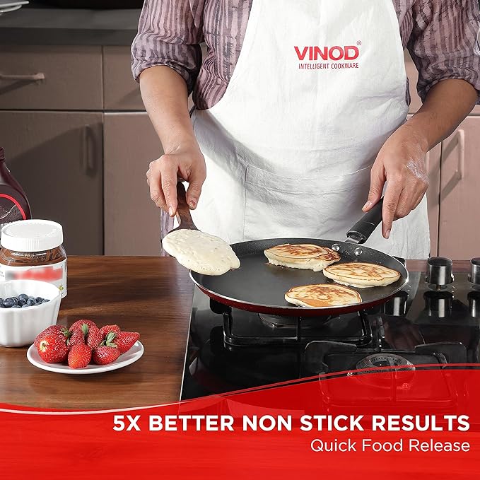 Vinod Popular Non Stick Dosa Tawa 30 Cm With Sturdy Riveted and Virgin Bakelite Handle | Induction and Gas Stove Friendly | Non Toxic