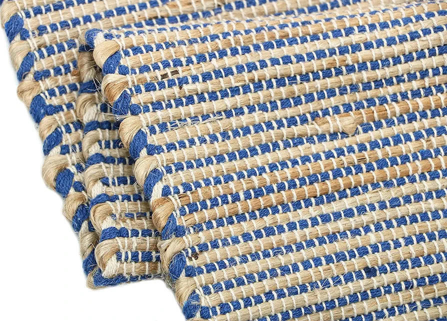 The Home Talk Natural Handcrafted Jute Rug Traditional Carpet For Living Room Navy Blue