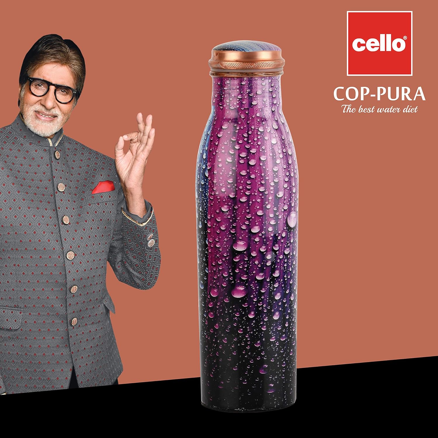Cello Cop- Pura Good Earth Copper Bottle | 1000 Ml | Dew