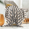 Sashaa World Striped Sofa Throw Medium with Tasselled Edges Colour Navy Striped