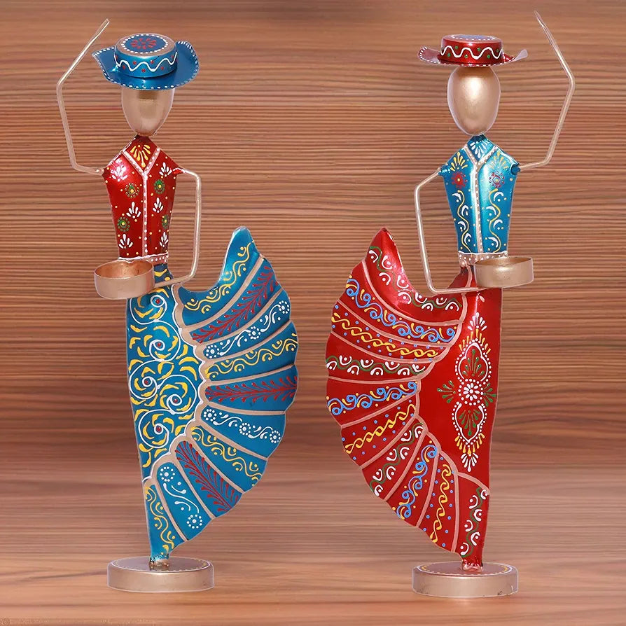 Kraftskala Colorful Dancers Iron Showpiece with Tealight Candle Holder
