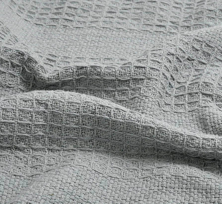 Sashaa World Grey Cotton Throw for Sofa Colour Grey