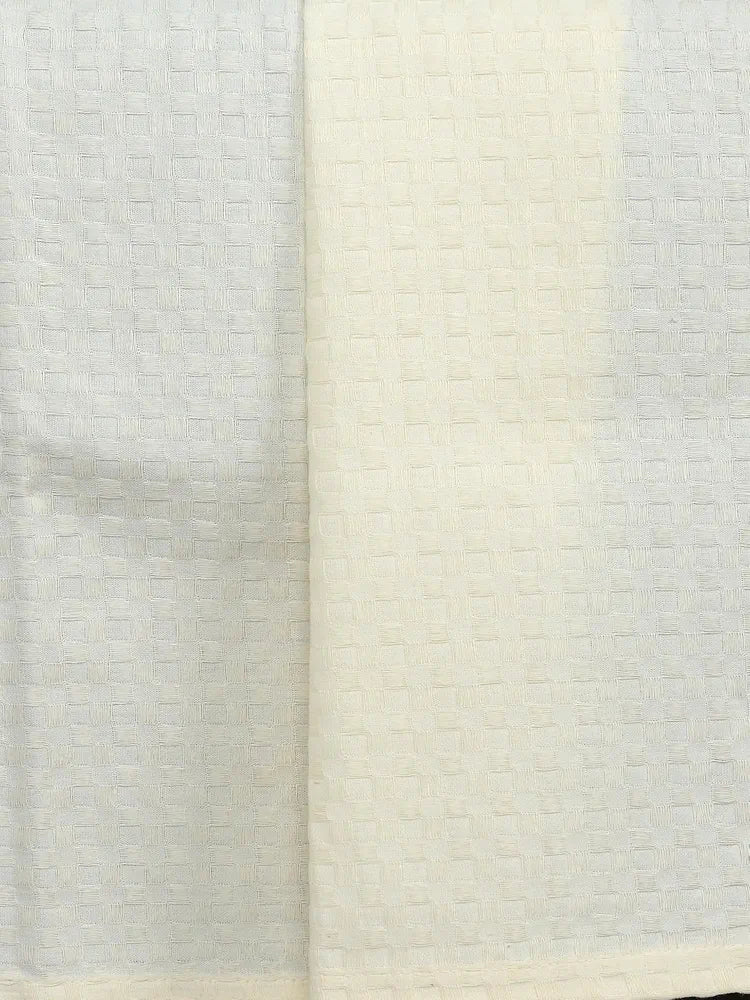 Saral Home Cotton Unique Waffle Design Throw/Sofacover Colour Ivory