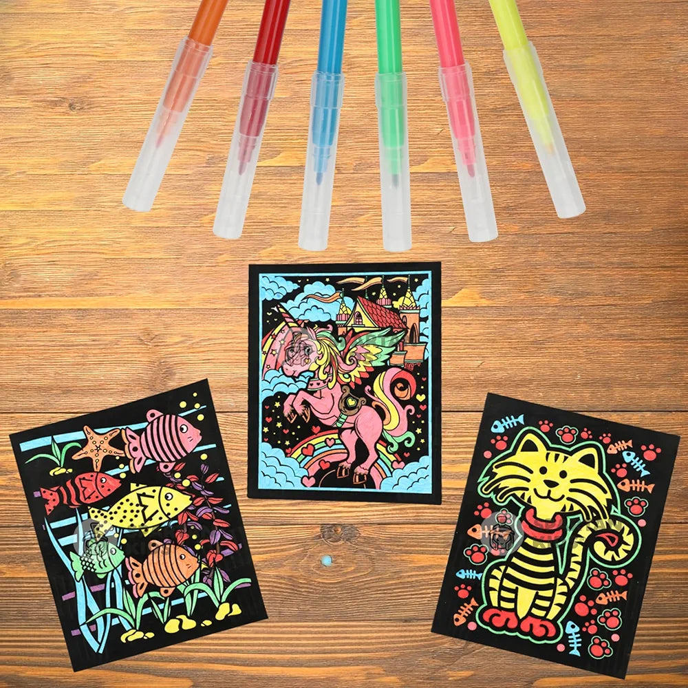 SPARTAN KIDS® Color Felt Fish Velvet Art - Drawing for Kids 6-12 Years - Fun Colouring Ideal Art Kit for Creative Learning - Foil Art Kit - Engaging Activity for Young Artists