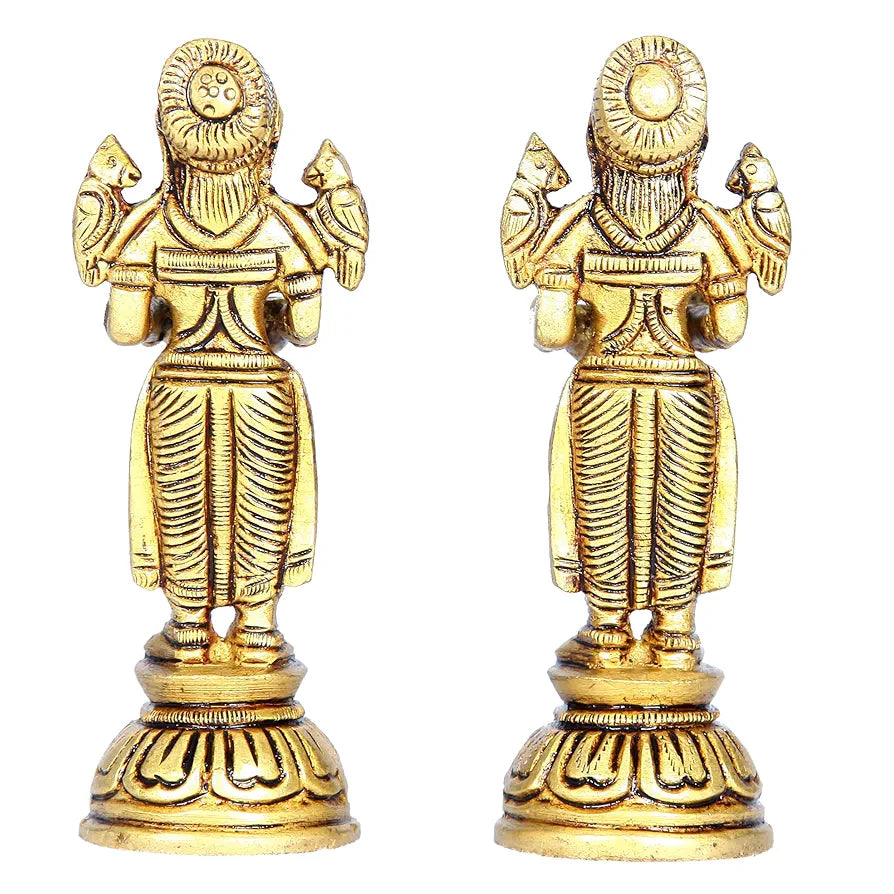 anciently Paavai Vilakku in Brass | Pavai Vilakku Pair Brass | Deep Lakshmi Pair Brass, Gold Colour, 2 Pieces 