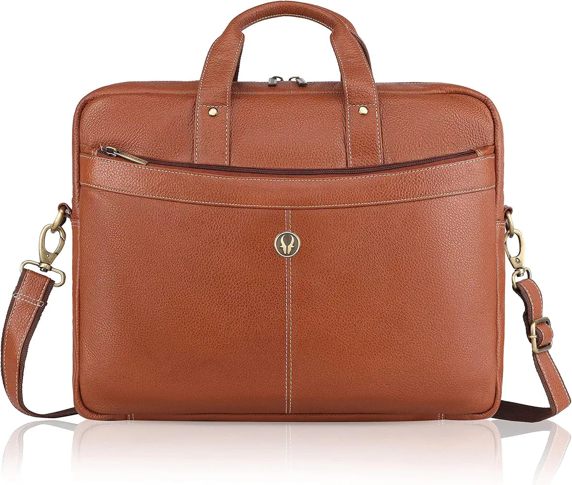 WildHorn Leather 15 inch Laptop Messenger Bag for Men I Padded Laptop Compartment with Adjustable Strap I Extra Zip Compartments I DIMENSION : L-16 inch W-3.2 inch H-13 inch