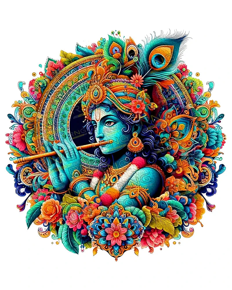 Rng Graphics Pvc Vinyl Vibrant Little Krishna Wall Art krishna Wall Sticker Multicolor 51 Cm X 48 cm DW-147L