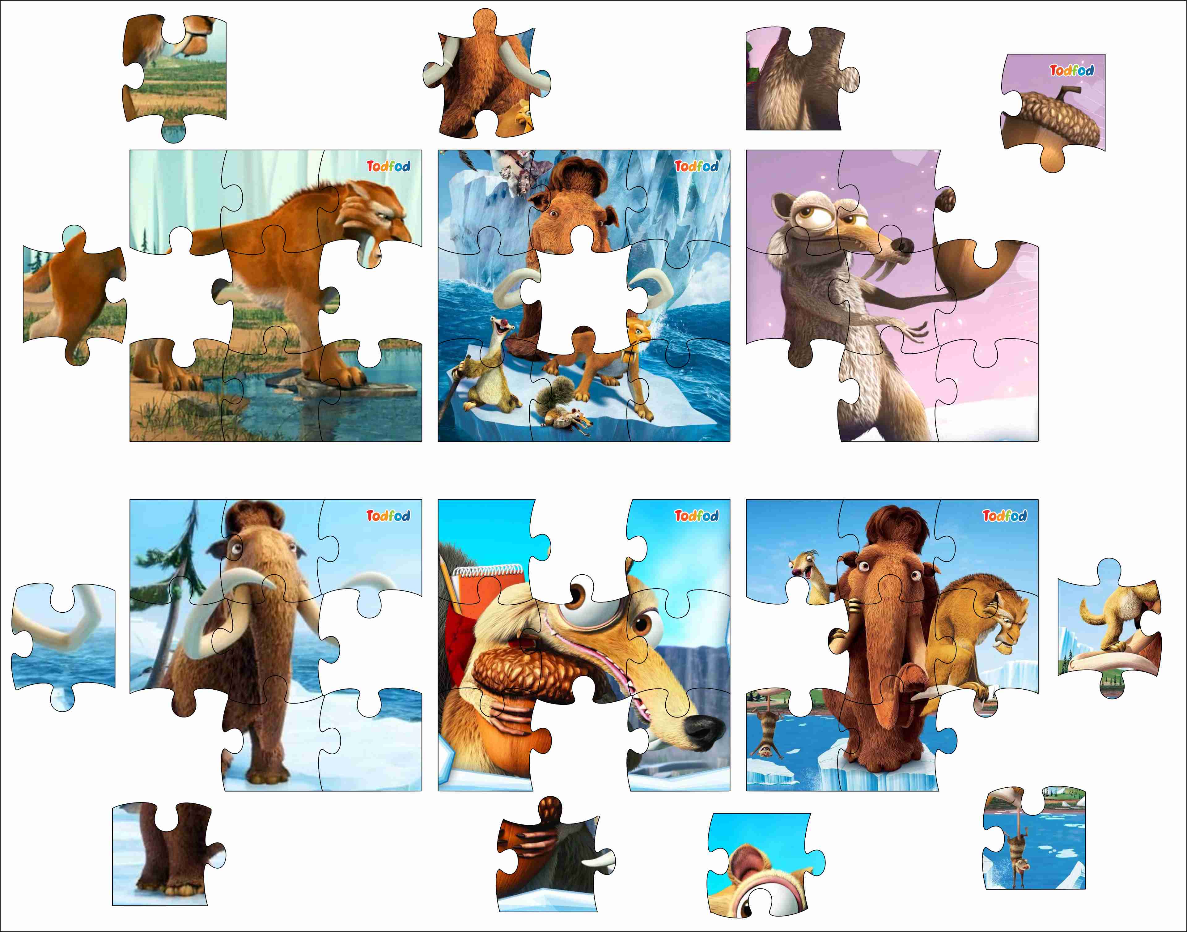 Wooden Jigsaw Puzzles - Ice Age & Friends Anime Cartoon Characters