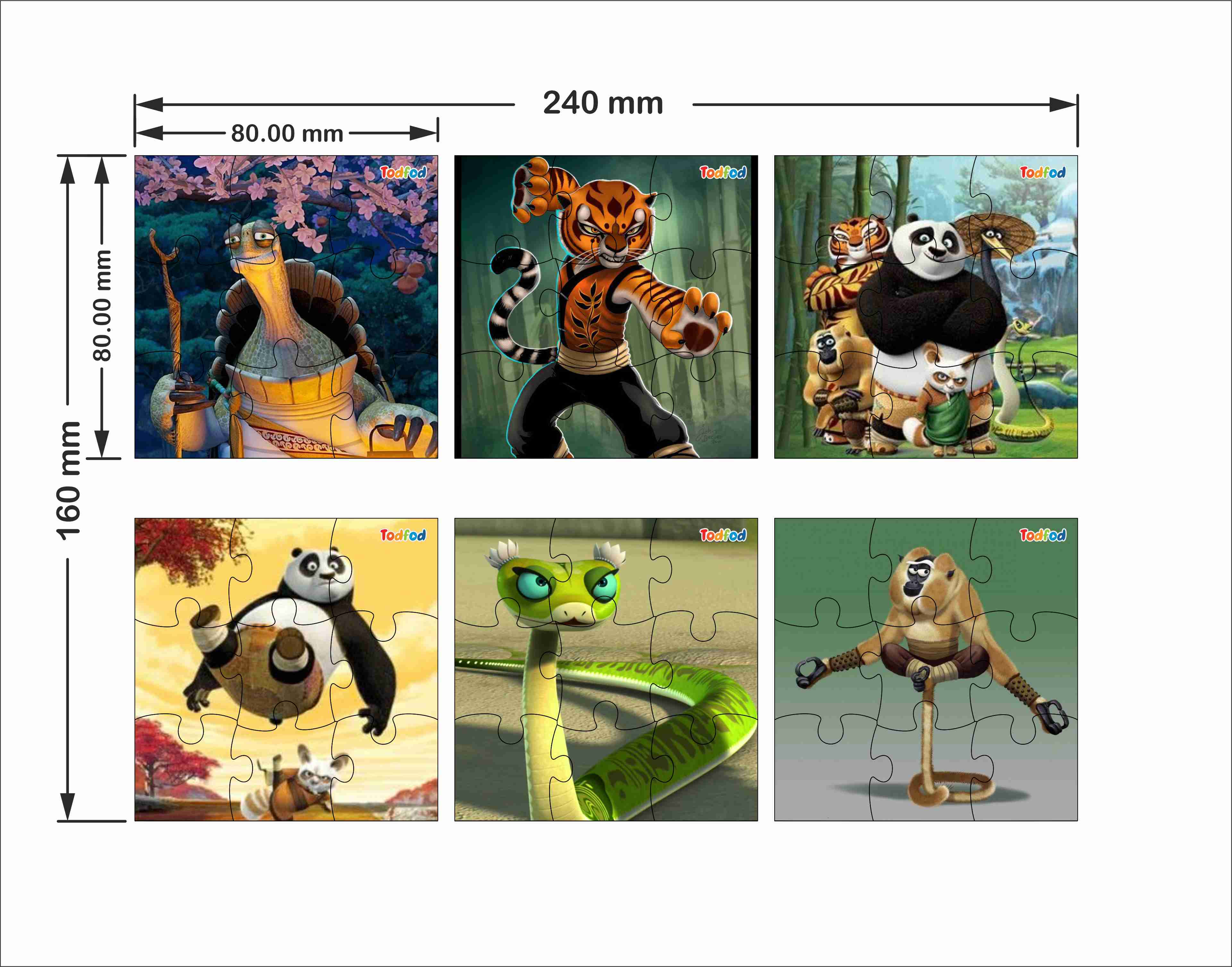 Wooden Jigsaw Puzzles - Kung Fu Panda Anime Cartoon Characters for Kids