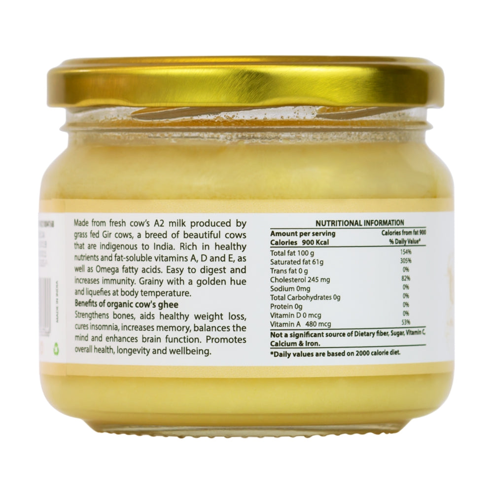 Azafran Grass Fed Gir Cow's Organic A2 Ghee - 275 ml