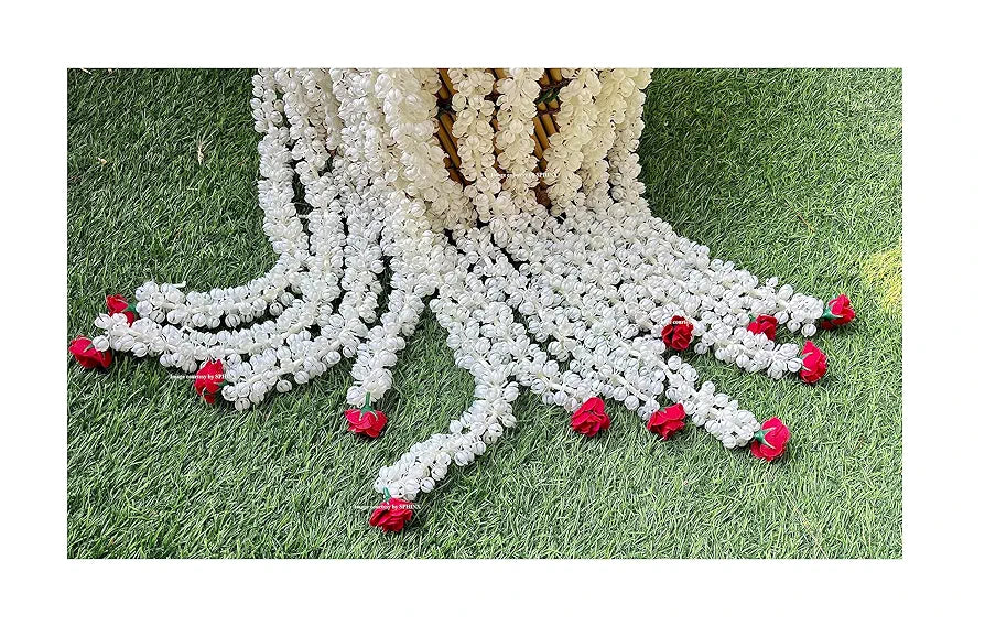 Artificial Jasmine Buds & Rose Strings Garlands Dark Pink