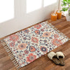 Homadorn Handmade Sustainable Printed Modern Dhurrie/Rugs/Carpet Colour Blue Cream