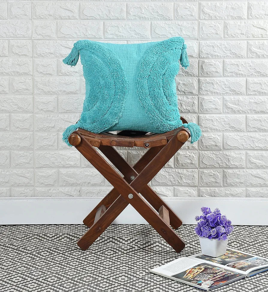 Homadorn Luxury Cotton Handmade Decorative Boho Throw Tufted Pillow Covers Turqouise