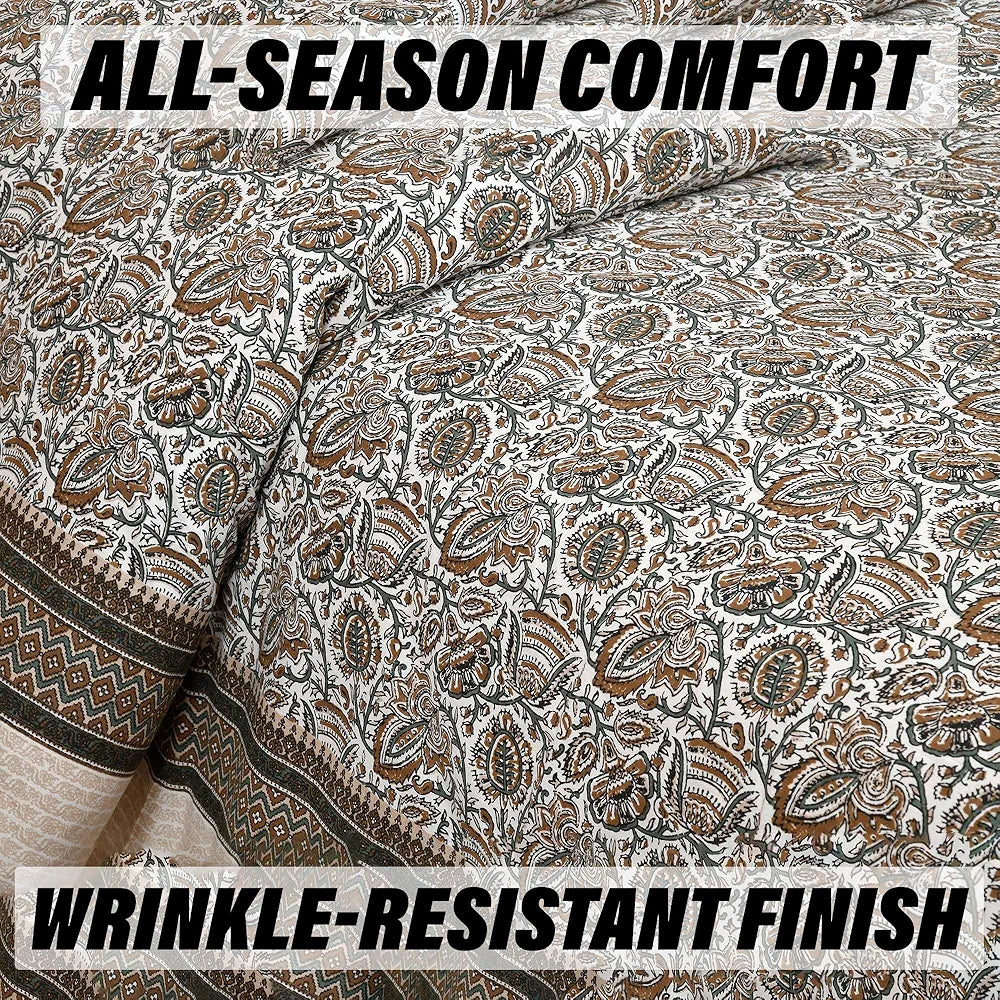 Kuber Industries Double Bedsheet with 2 Pillow Covers 160 TC Premium Cotton Beige