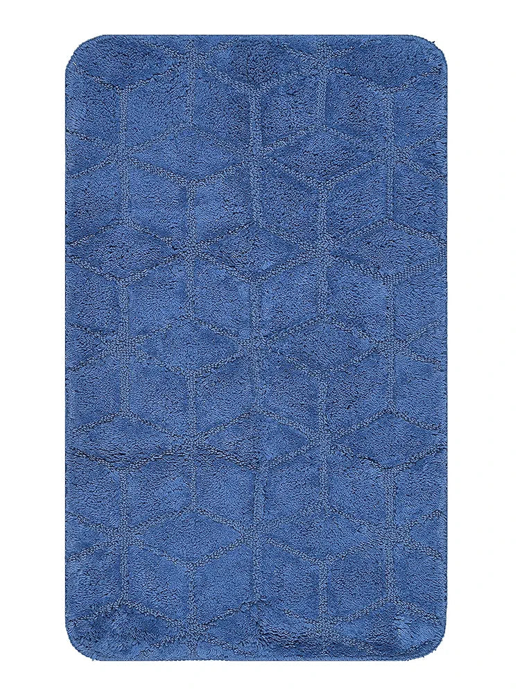 Saral Home Solid Antiskid Bathmat Set Colour Blue