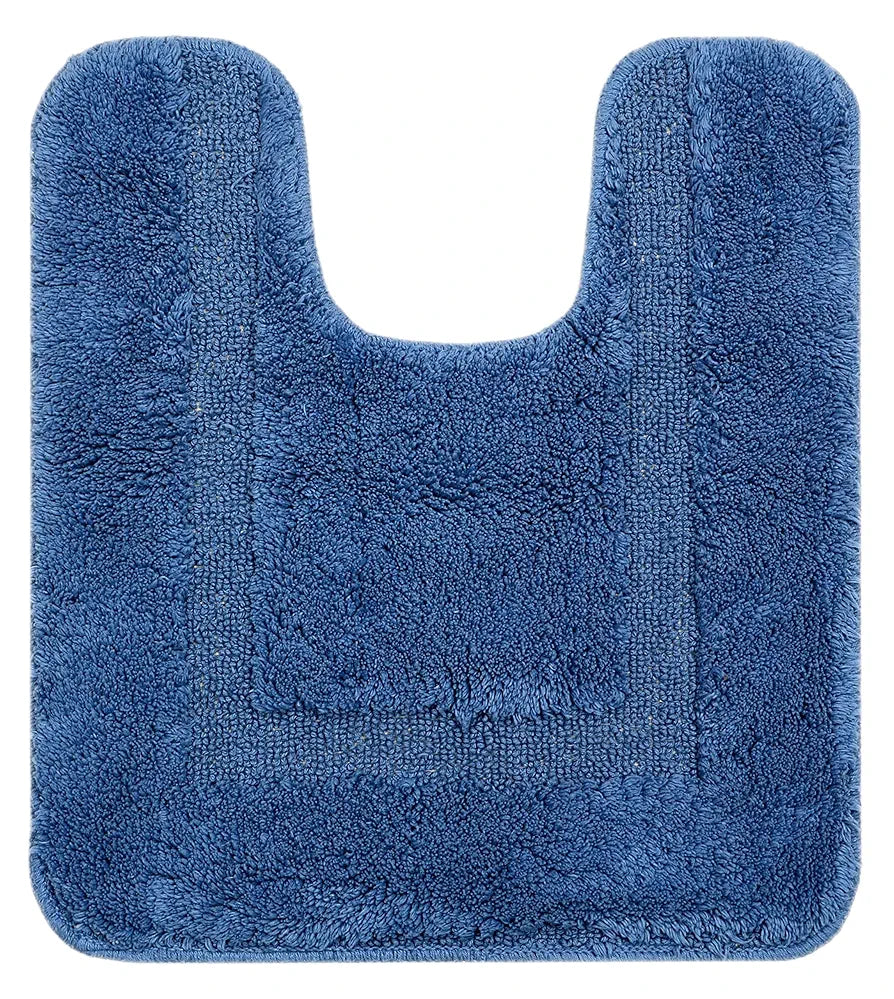 Saral Home Cotton Anti Slip Bathmat Set with Contour Colour Blue (Pack of 2)