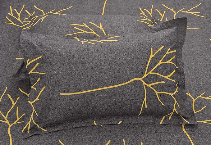 Huesland by Ahmedabad Cotton 144 TC Cotton King Size Bedsheet with 2 Pillow Covers - Grey