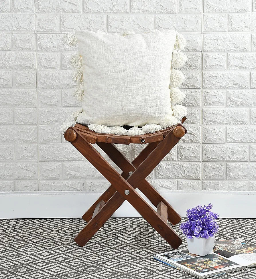Homadorn Luxury Cotton Handmade Decorative Boho Throw Pillow Covers Colour White