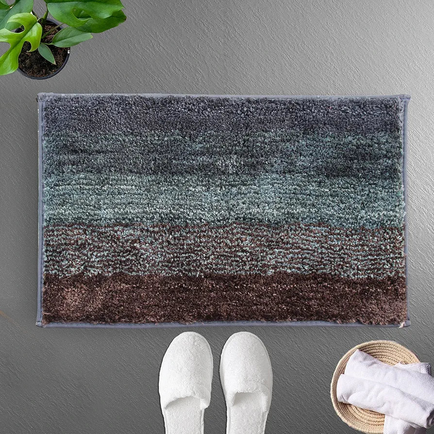 Luxe Home Super Soft Oyster Microfiber Bathroom Mat Non-Slip Bath Mat Colour Burnt Green