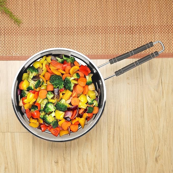 Sumeet Stainless Steel Induction Bottom Fry Pan 1.250 Liter 21.5 cm Dia Silver