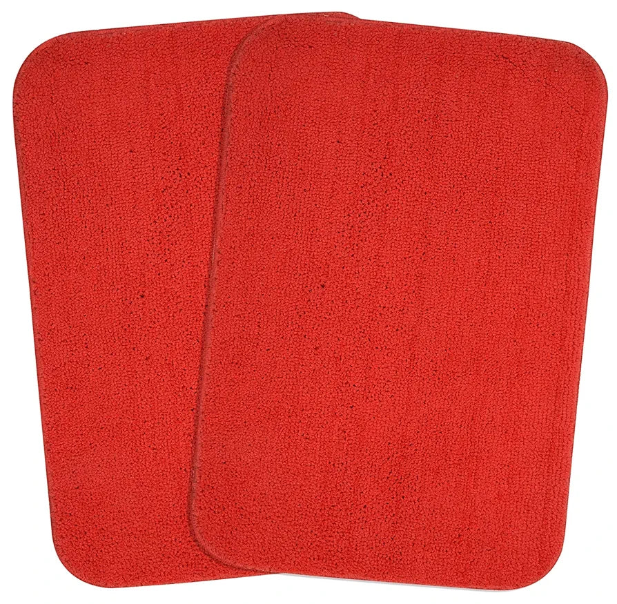 Saral Home Easy Living Microfiber Solid Rectangle Anti-skid Bath Mats Colour Red (Pack Of 2)