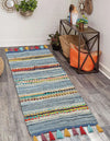 The Home Talk Cotton Chindi Rug Denim Weived Carpets for Bathroom Entrance Door Denim Blue