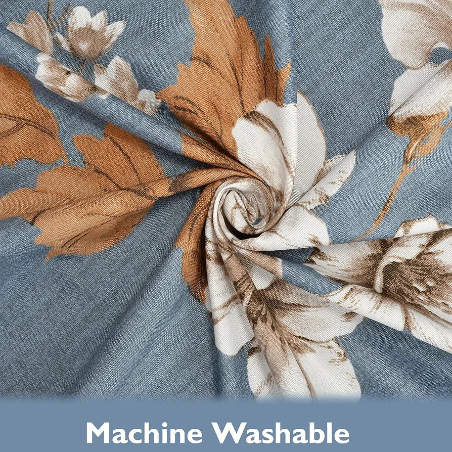 Fresh From Loom Floral Print Single Bed Bedsheet Set Microfiber 240 TC 1 Pillow Covers Soft-Cyan