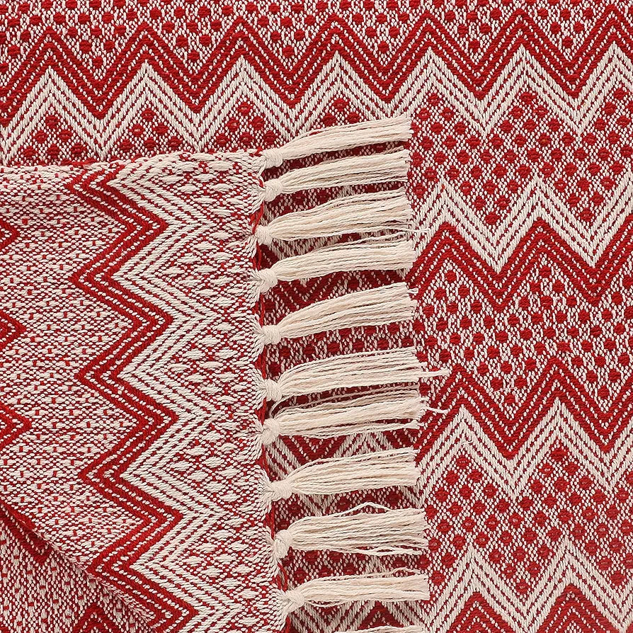 Sashaa World Chevron Blanket Throw Colour Red & White
