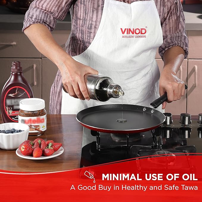 Vinod Popular Non Stick Dosa Tawa 30 Cm With Sturdy Riveted and Virgin Bakelite Handle | Induction and Gas Stove Friendly | Non Toxic