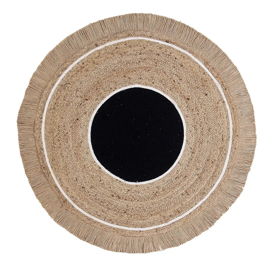 Sashaa World JuteRugs Indian Handmade Braided Round Carpet Colour Natural & Beige