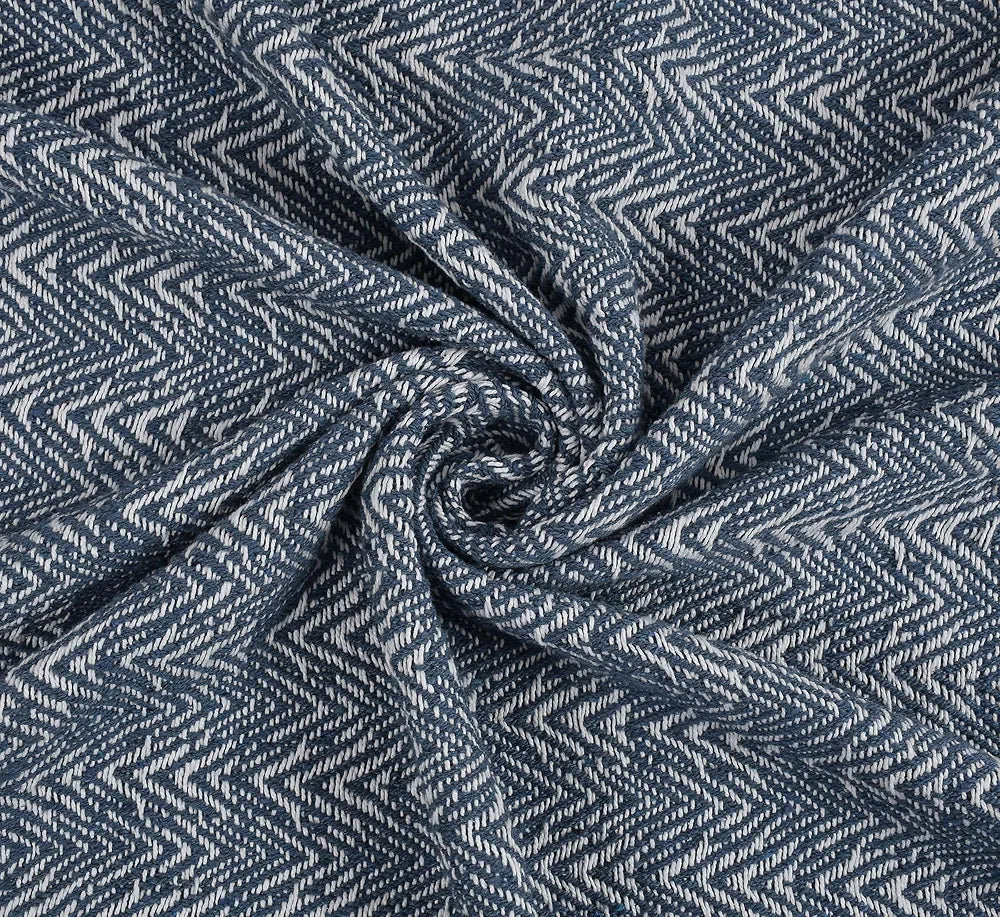Sashaa World Soft Herringbone Throw Blanket Colour Navy