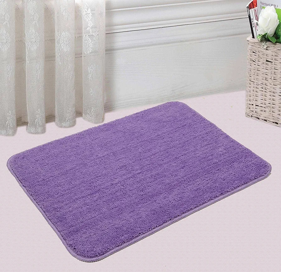 Saral Home Easy Living Saral Home Microfiber Anti-skid Rectangular Bath Mat Colour Purple (Pack Of 2)
