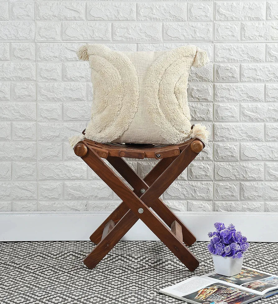 Homadorn Luxury Cotton Handmade Decorative Boho Throw Tufted Pillow Covers Off White