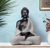 Indicast Polyresin Meditating Monk Buddha Idol for Home Decoration | Black, Off White