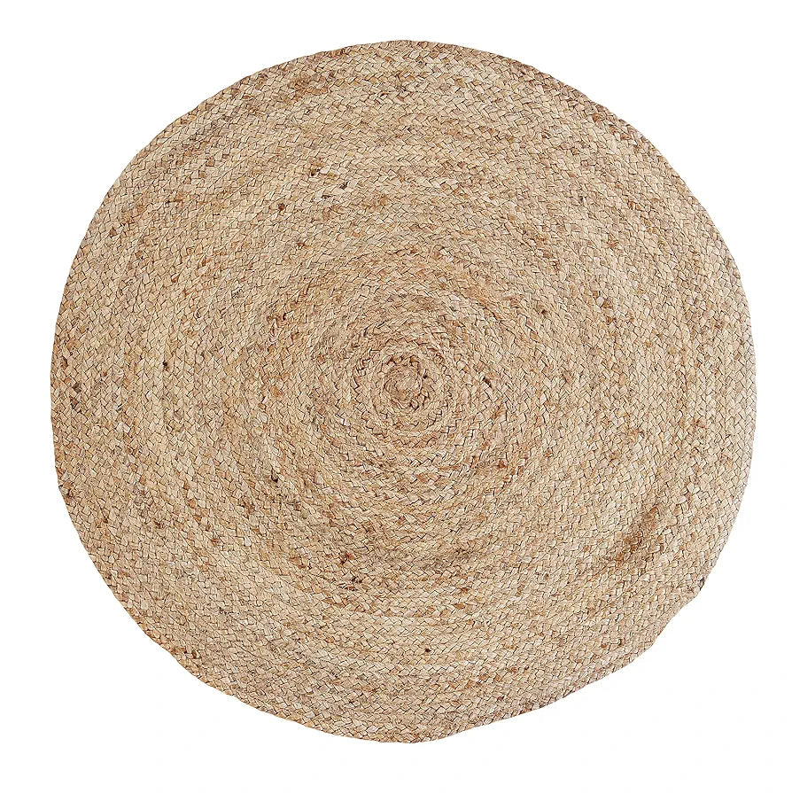 Sashaa World Jute Rugs Handcrafted Woven & Reversible Design Jute & Cotton Braided Round Carpet Colour Natural & Black